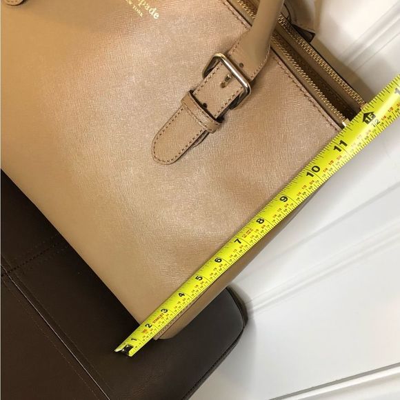 KATE SPADE Tan Leather Two Handle Triple Compartment Expanding Shoulder Bag - Picture 12 of 16